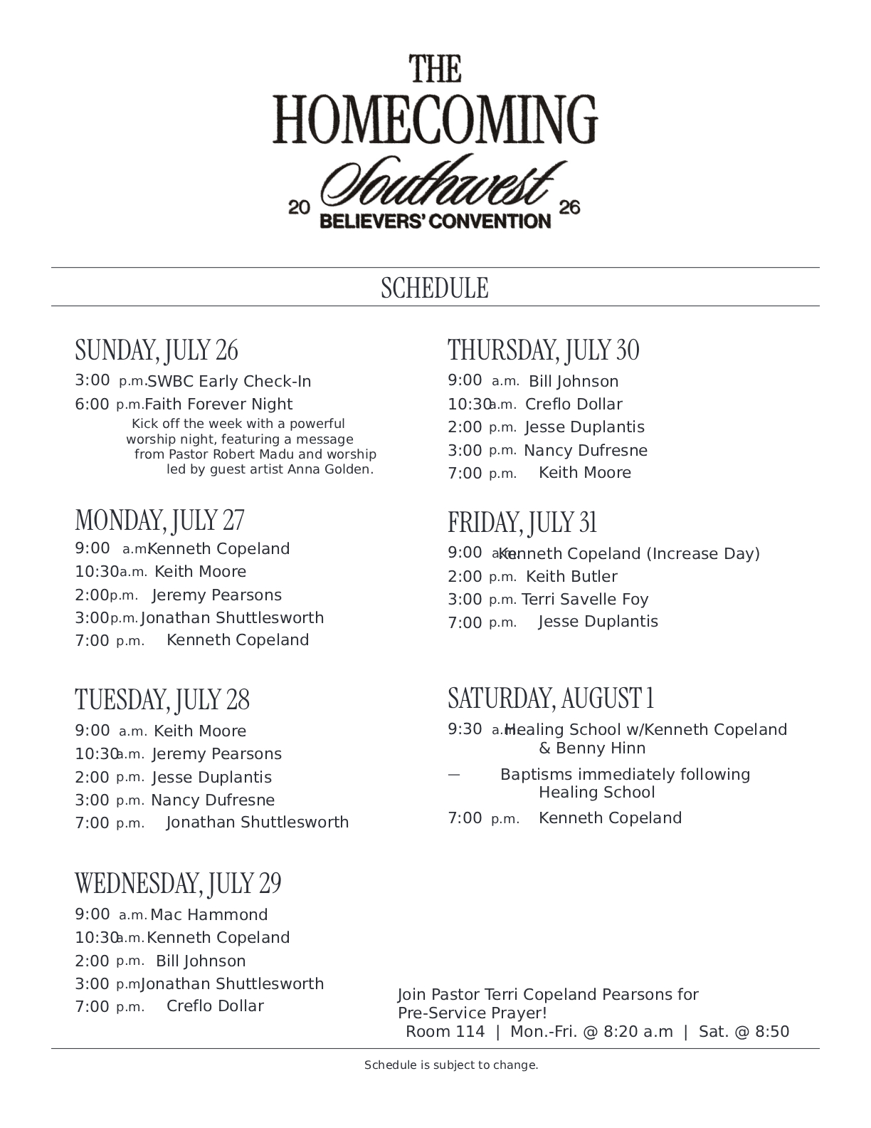 Event Schedule