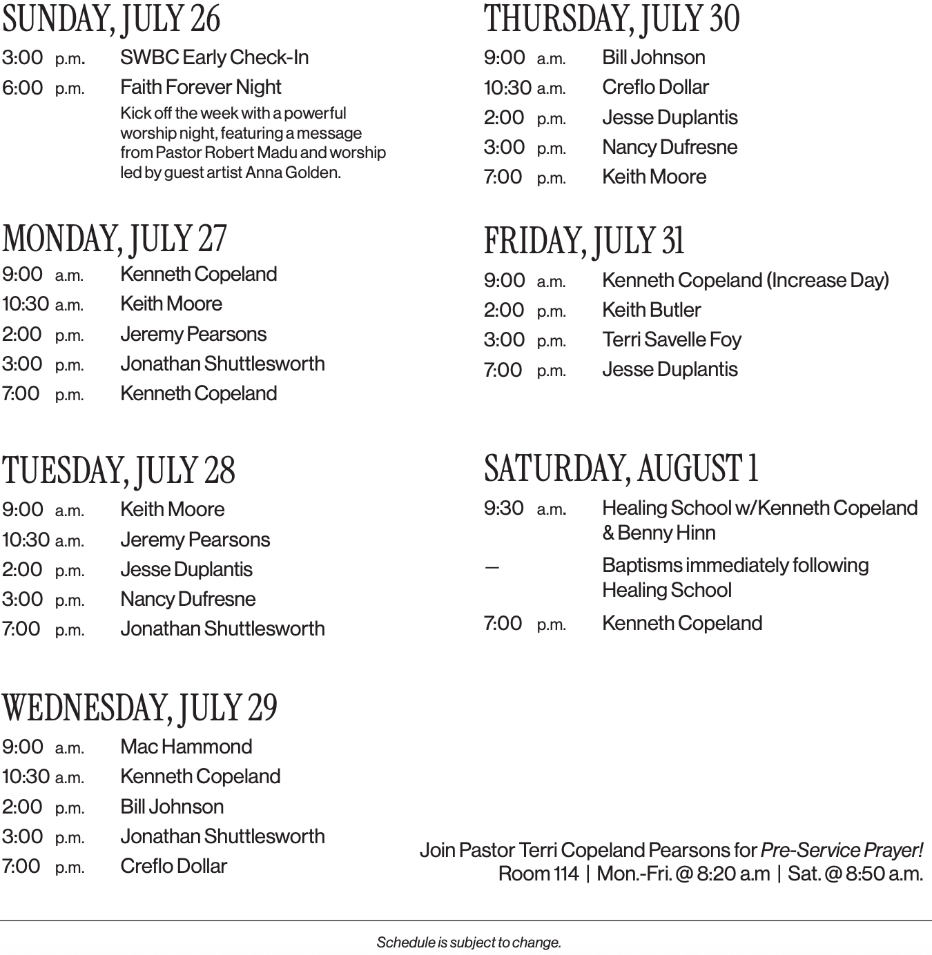 Event Schedule